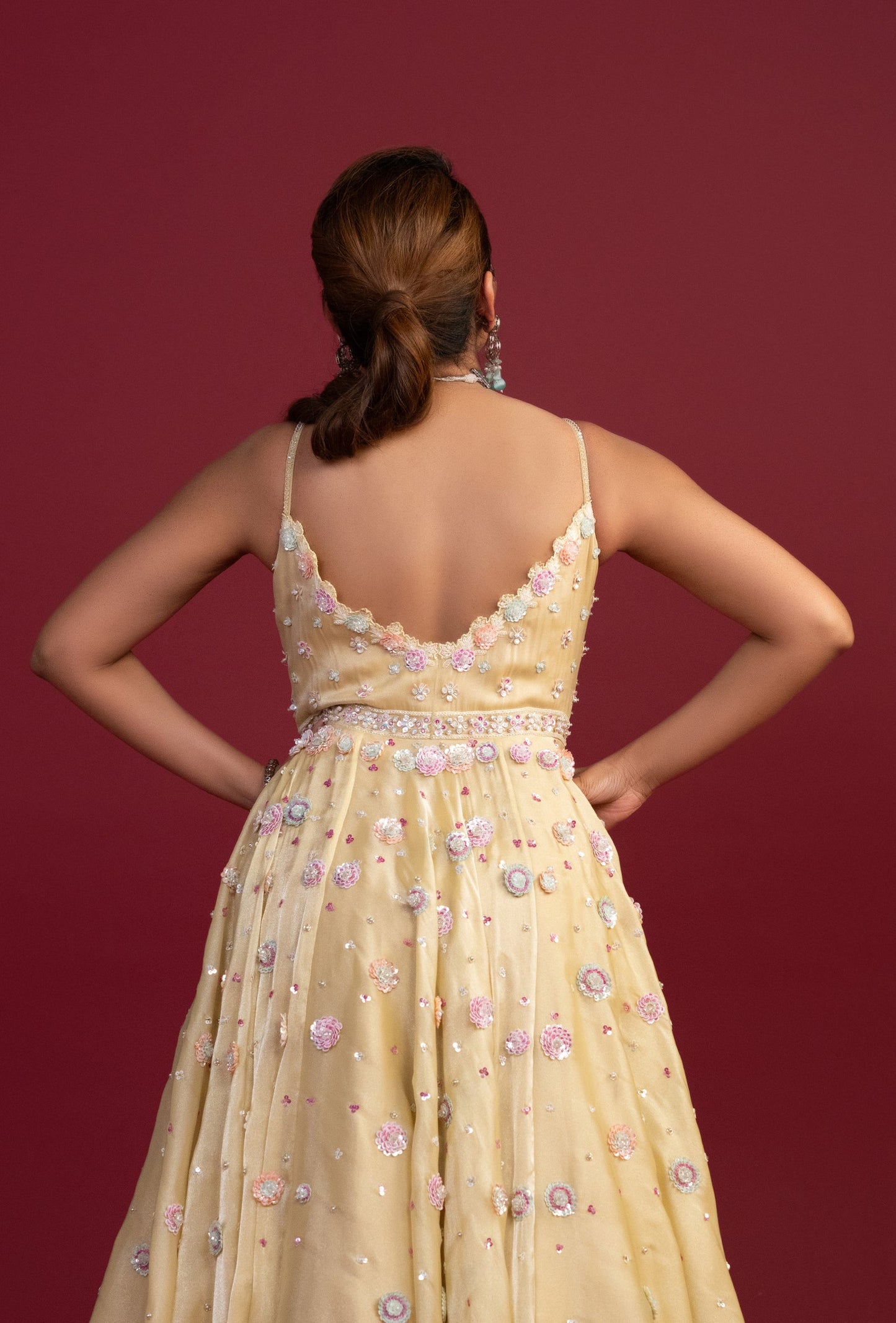 Belle Butter Yellow Pearl Embroidered Gown
