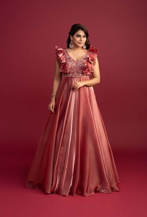 Ruby Rust Red Glass Tissue Gown