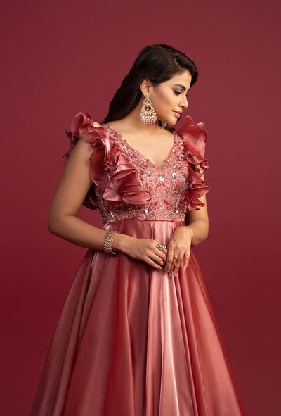 Ruby Rust Red Glass Tissue Gown