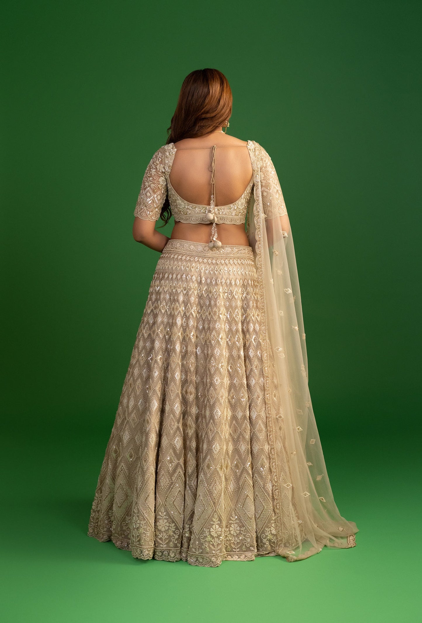 Mirage Gold Net Resham Work Lehenga Set