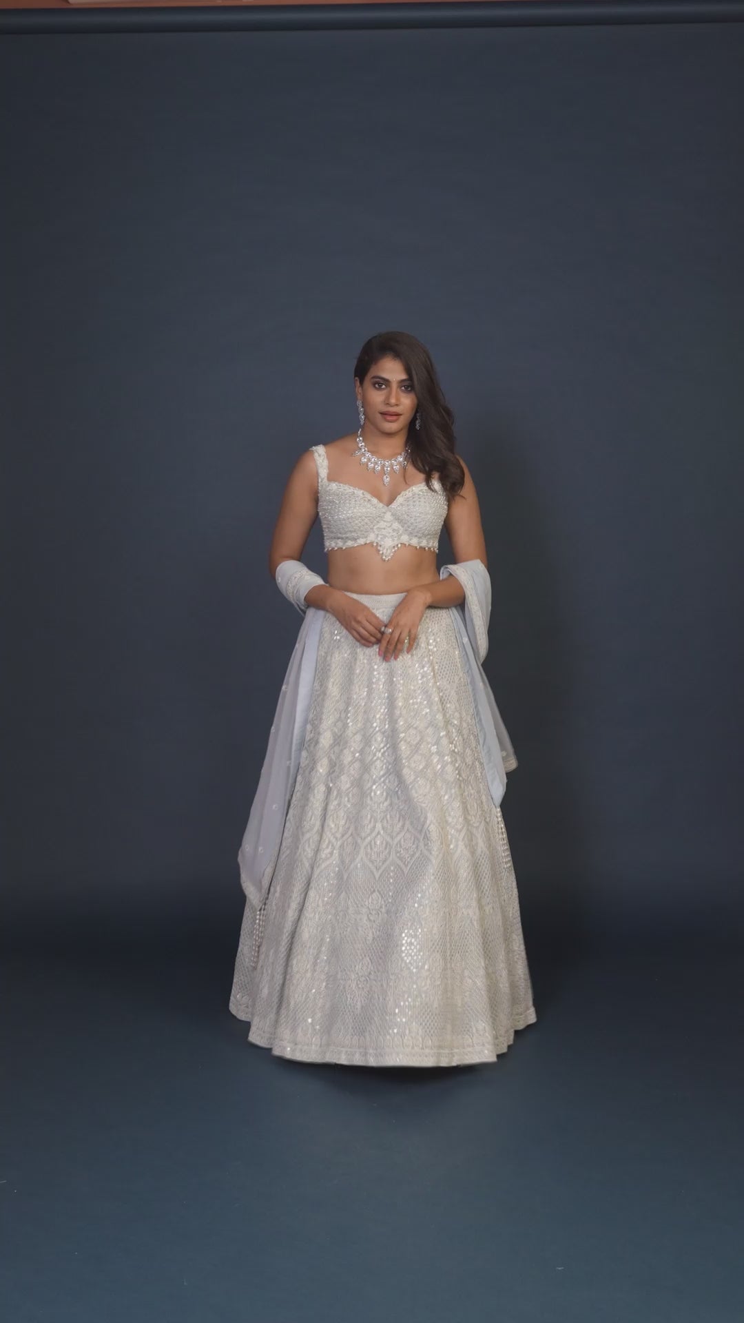 Blue Georgette Lehenga with Sleeveless Design