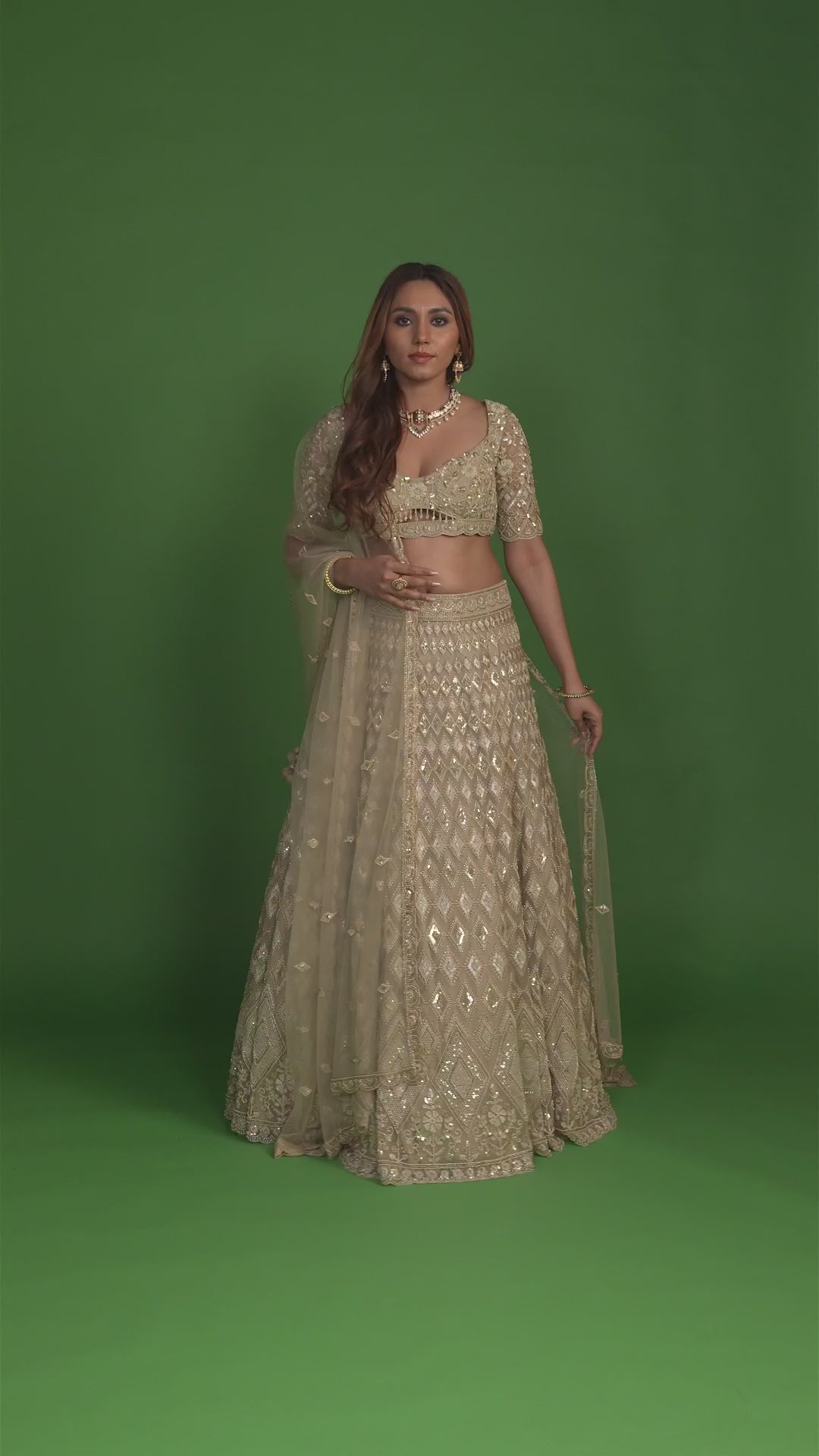 Mirage Gold Net Resham Work Lehenga Set